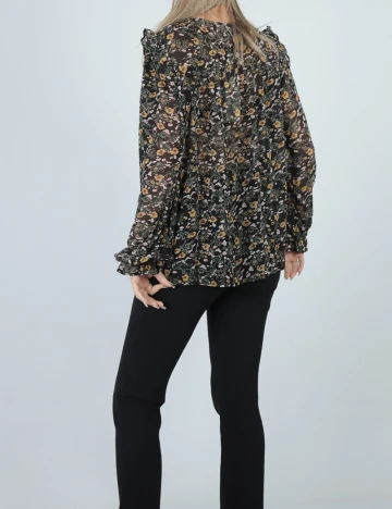 Camasa Q/S, negru floral Negru