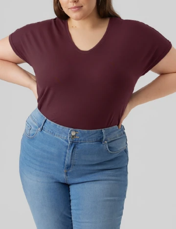 Tricou Vero Moda Curve, visiniu Rosu