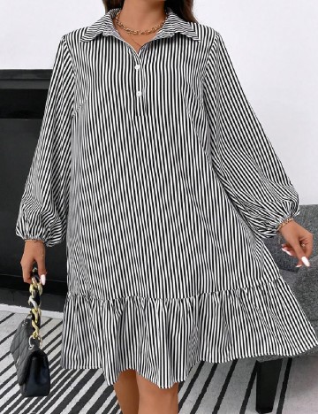 Rochie scurta SHEIN CURVE, alb/negru