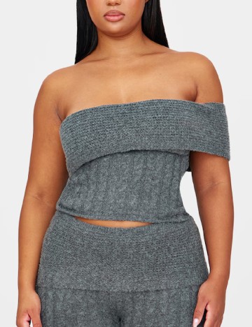 Top PrettyLittleThing Plus Size, gri