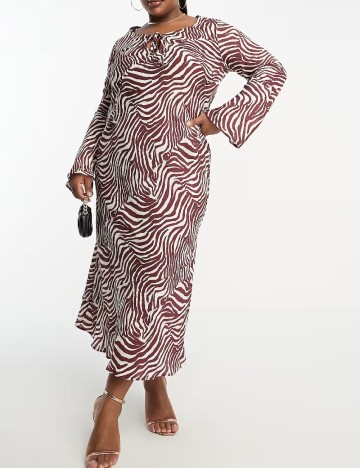 Rochie medie ASOS Curve, alb/maro