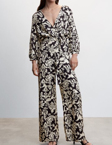 Salopeta Mango, crem/negru