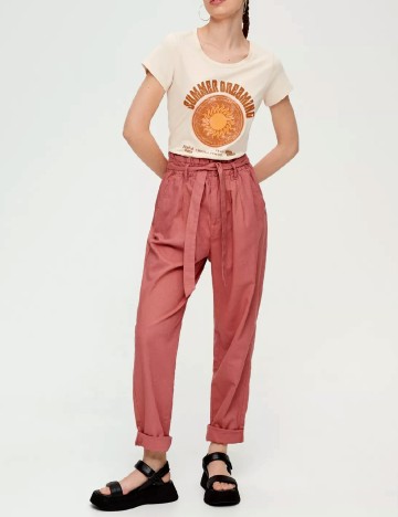 Pantaloni Q/S, roz pudra