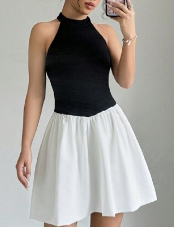 Rochie scurta SHEIN, alb/negru