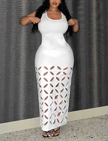 Rochie lunga SHEIN CURVE, alb