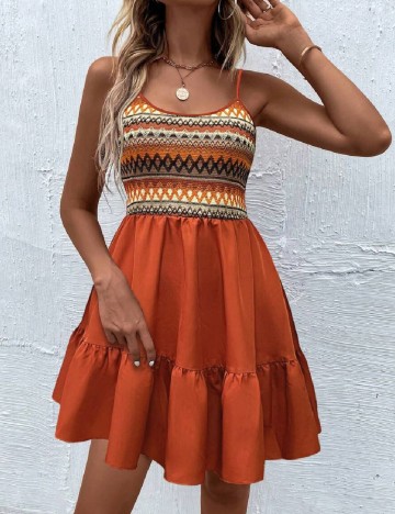 Rochie scurta SHEIN, caramiziu