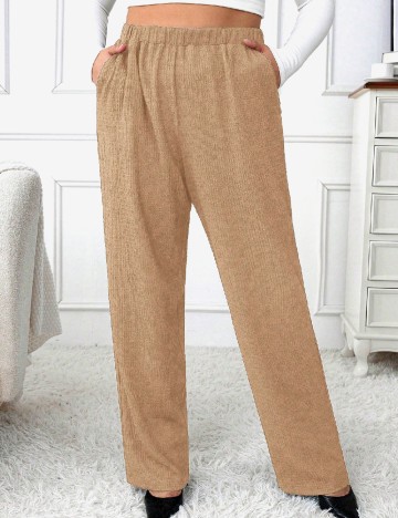 Pantaloni SHEIN CURVE, maro deschis