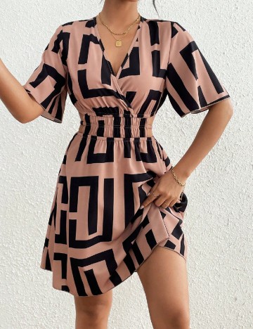 Rochie scurta SHEIN, maro/negru