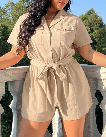 Salopeta SHEIN CURVE, crem