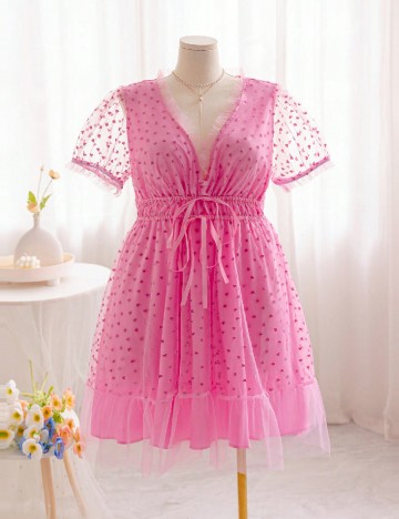 Rochie scurta SHEIN CURVE, roz