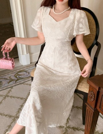 Rochie medie Dazy, crem