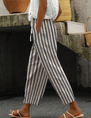 Pantaloni SHEIN, gri/alb