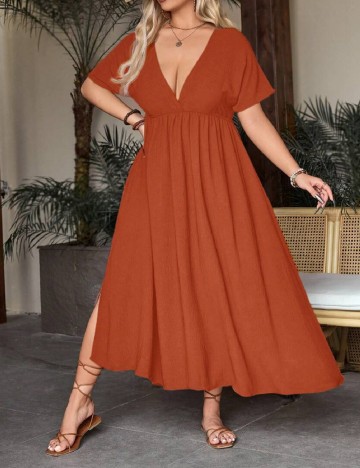 Rochie lunga SHEIN CURVE, maro