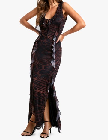 Rochie lunga Boohoo, animal print