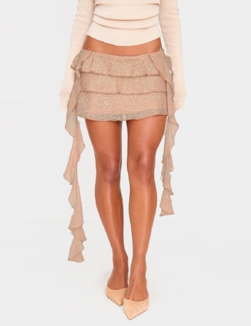 Fusta PrettyLittleThing, crem