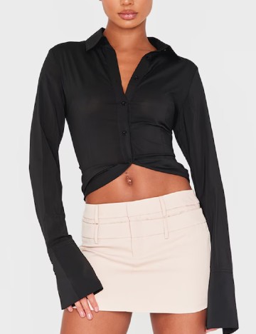Fusta PrettyLittleThing, crem