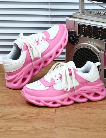 Adidasi SHEIN, alb/roz