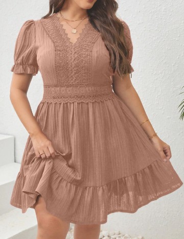 Rochie scurta SHEIN CURVE, maro deschis