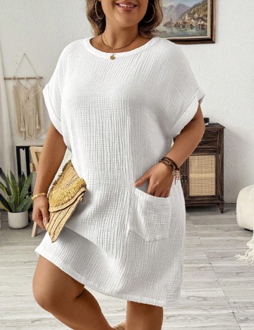 Rochie scurta SHEIN CURVE, alb