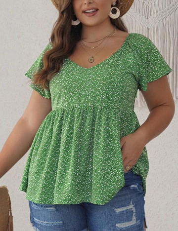 Bluza SHEIN CURVE, verde