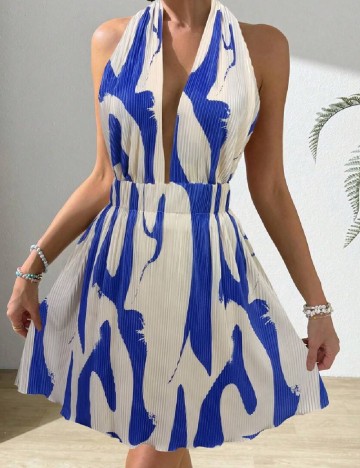 Rochie scurta SHEIN, mov/ecru