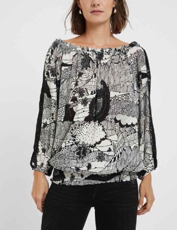 Bluza Desigual, alb/negru