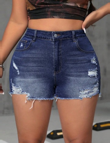 Pantaloni scurti SHEIN CURVE, albastru