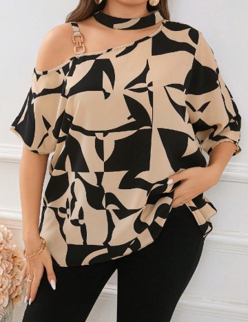 Bluza SHEIN CURVE, negru/crem