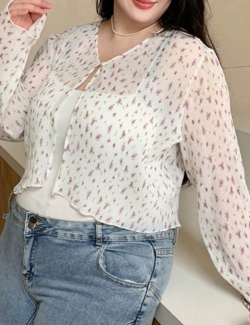 Cardigan Dazy Plus Size, alb