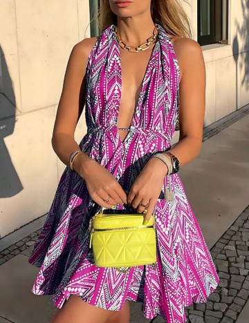 Rochie scurta SHEIN, roz/alb