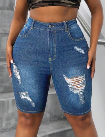 Pantaloni scurti SHEIN CURVE, albastru