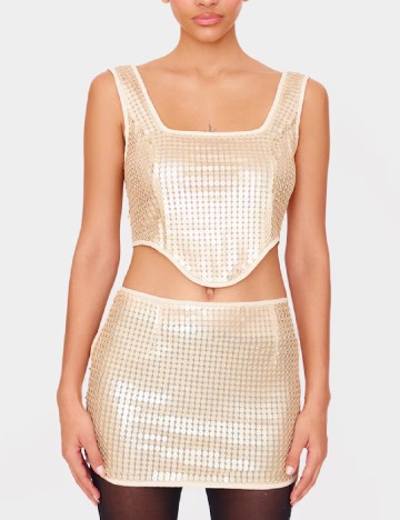 Fusta PrettyLittleThing, crem