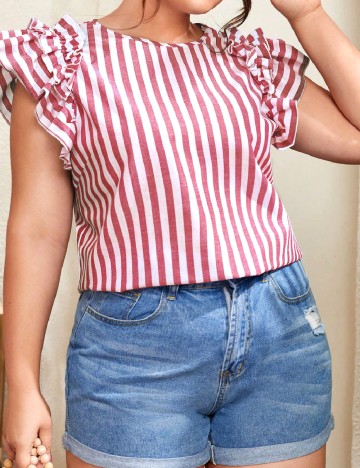 Bluza SHEIN CURVE, alb/rosu