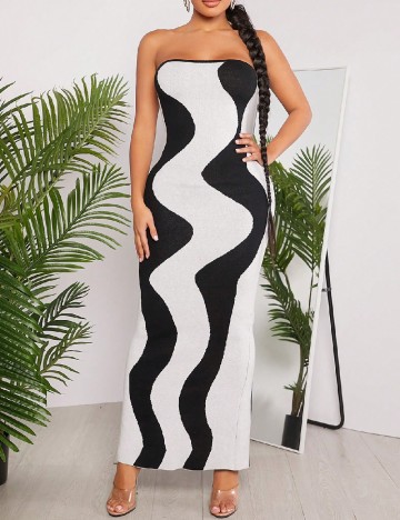 Rochie lunga SHEIN, negru/gri