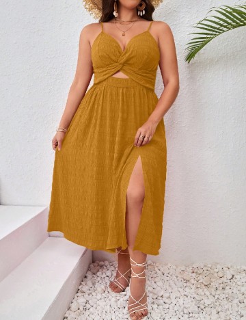 Rochie medie SHEIN CURVE, galben