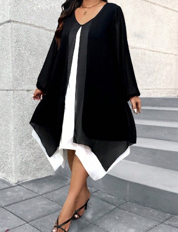 Rochie medie SHEIN CURVE, negru/alb