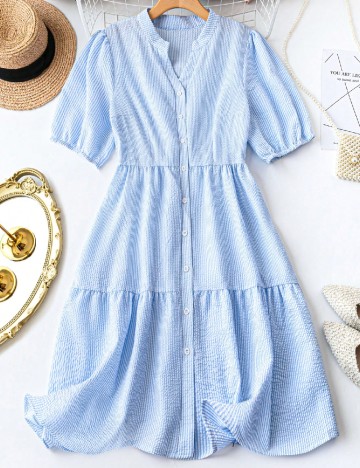 Rochie scurta SHEIN CURVE, alb/albastru