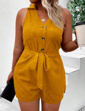 Salopeta SHEIN CURVE, mustar