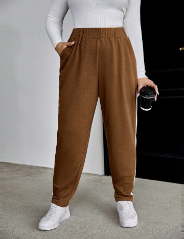 Pantaloni SHEIN CURVE, maro