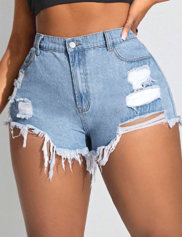 Pantaloni scurti SHEIN CURVE, albastru denim