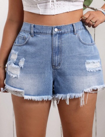 Pantaloni scurti SHEIN CURVE, albastru