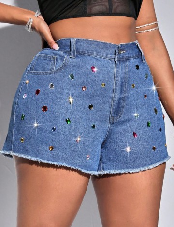 Pantaloni scurti SHEIN CURVE, albastru