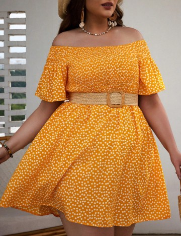 Rochie scurta SHEIN CURVE, portocaliu