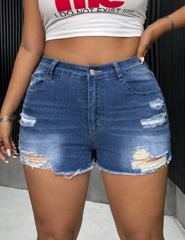 Pantaloni scurti SHEIN CURVE, albastru