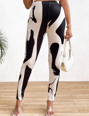 Pantaloni SHEIN Maternity, crem/negru