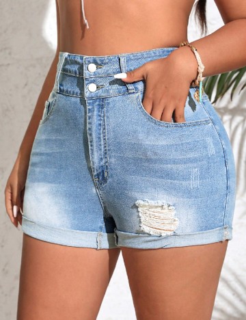 Pantaloni scurti SHEIN CURVE, albastru