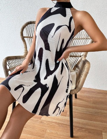 Rochie scurta SHEIN, ecru/negru
