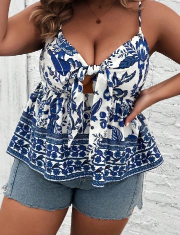 Maiou SHEIN CURVE, alb/albastru