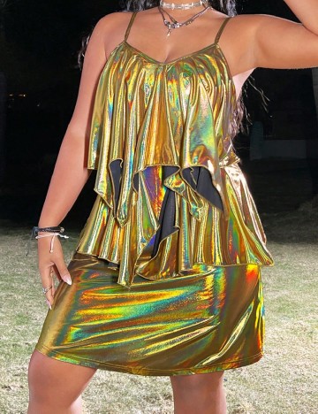 Rochie scurta SHEIN CURVE, auriu