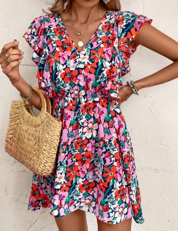 Rochie scurta SHEIN, floral print
